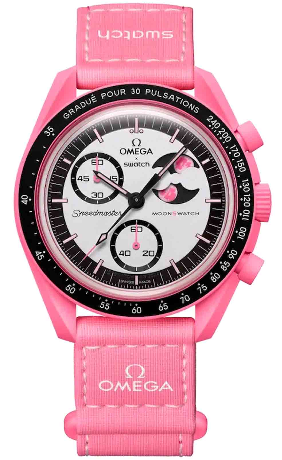 Швейцарские наручные часы Swatch X Omega MOONSWATCH MISSION TO THE PINK MOONPHASE SO33P700