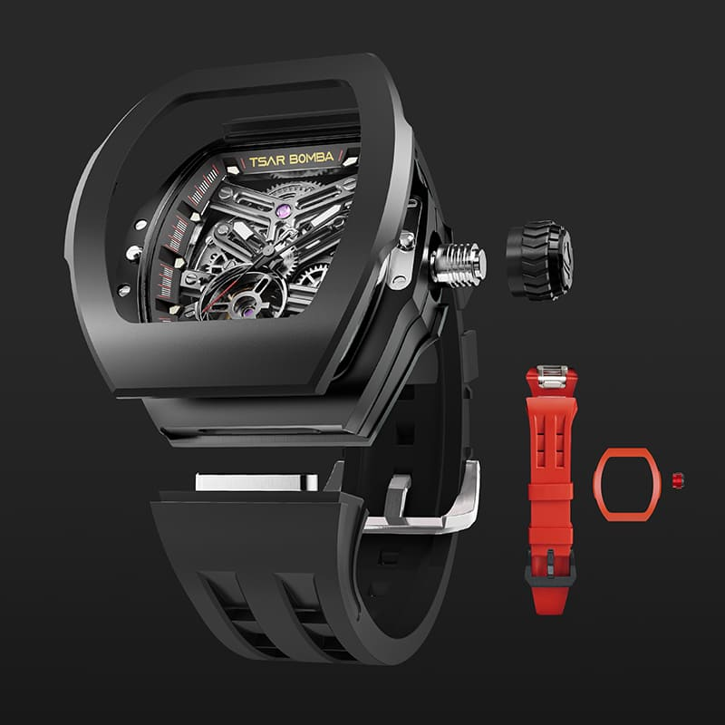Мужские наручные часы с автоподзаводом TSAR BOMBA Interchangeable Automatic Watch TB8218BR