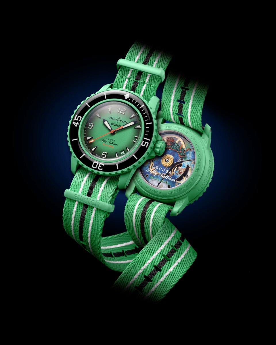 Швейцарские часы c автоподзаводом Swatch x Blancpain INDIAN OCEAN SO35I100C