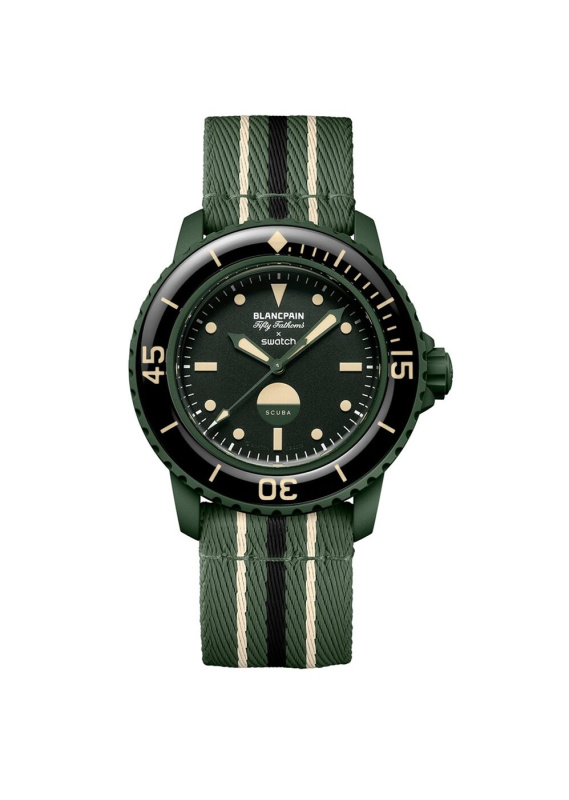 Швейцарские часы c автоподзаводом Swatch X Blancpain GREEN ABYSS SO35G100