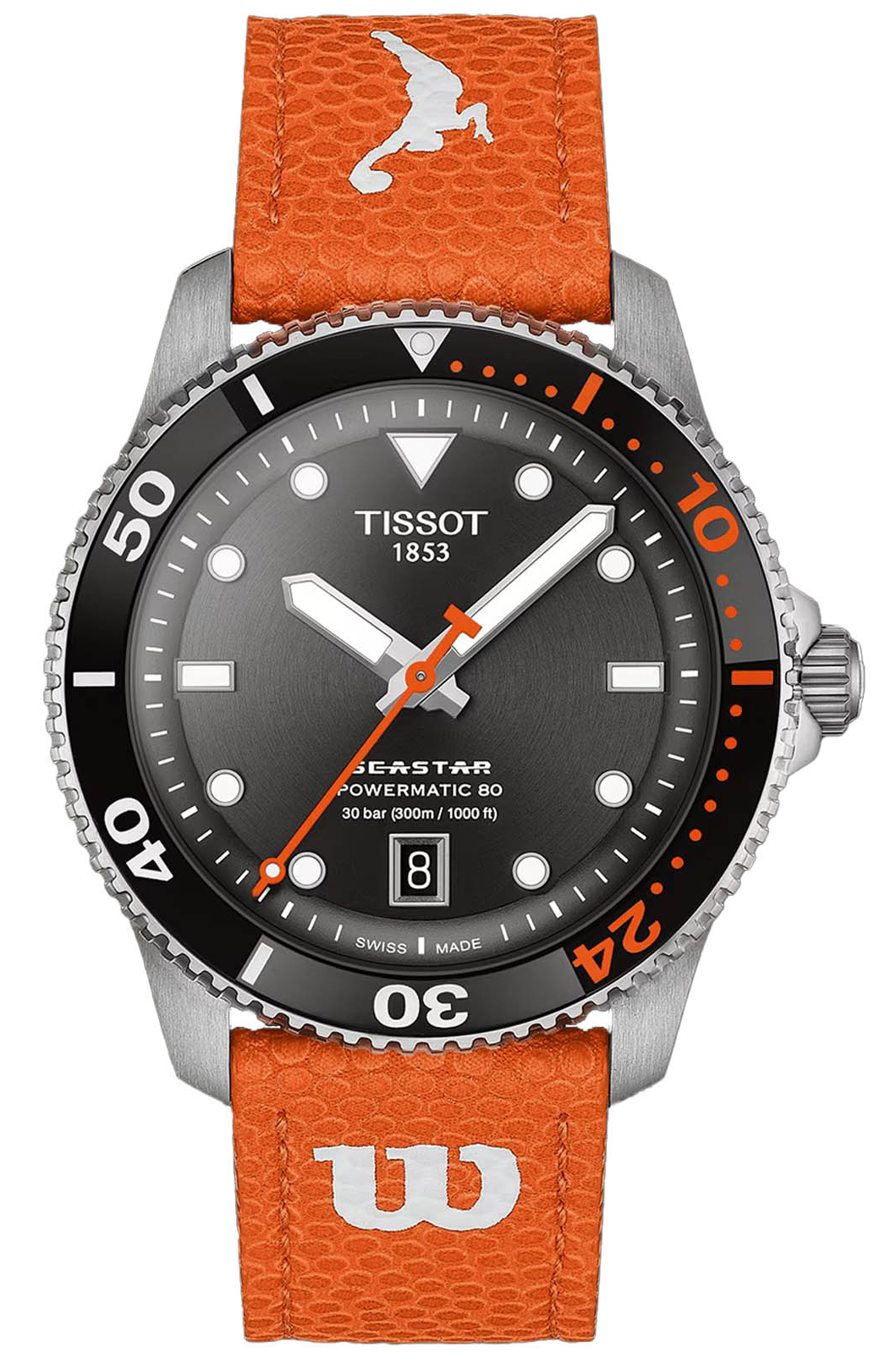 Швейцарские мужские часы с автоподзаводом TISSOT Seastar 1000 Powermatic 80 Wilson WNBA T120.807.17.051.00