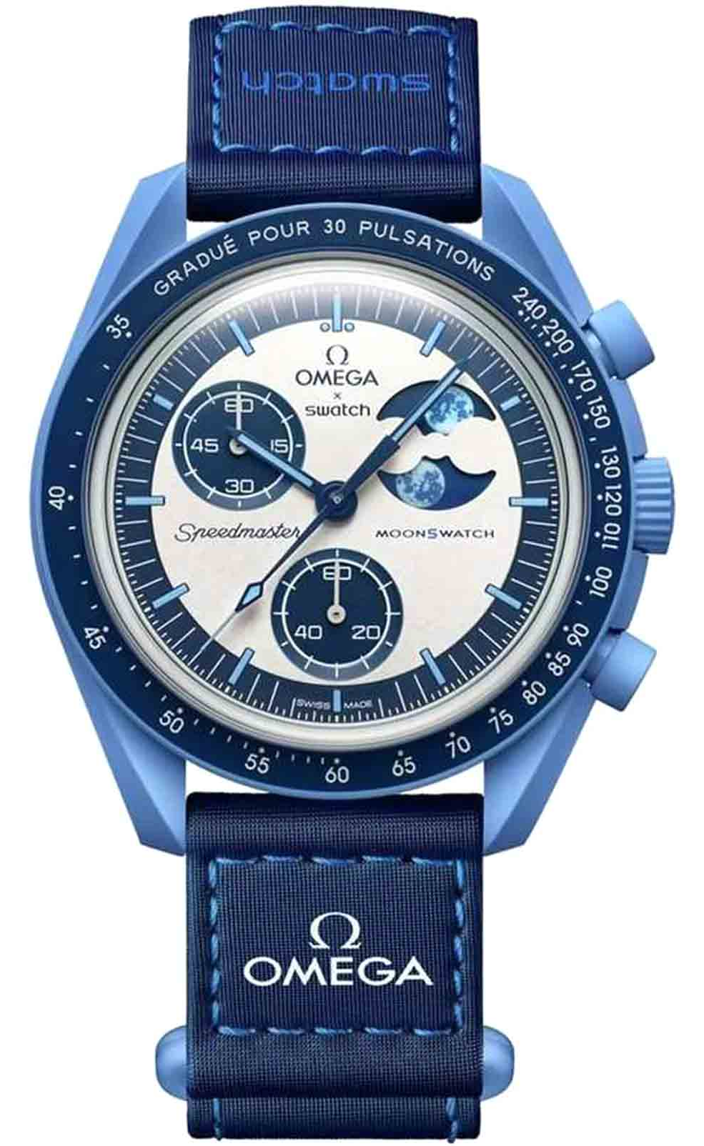 Швейцарские наручные часы Swatch X Omega MOONSWATCH MISSION TO THE SUPER BLUE MOONPHASE  SO33N700