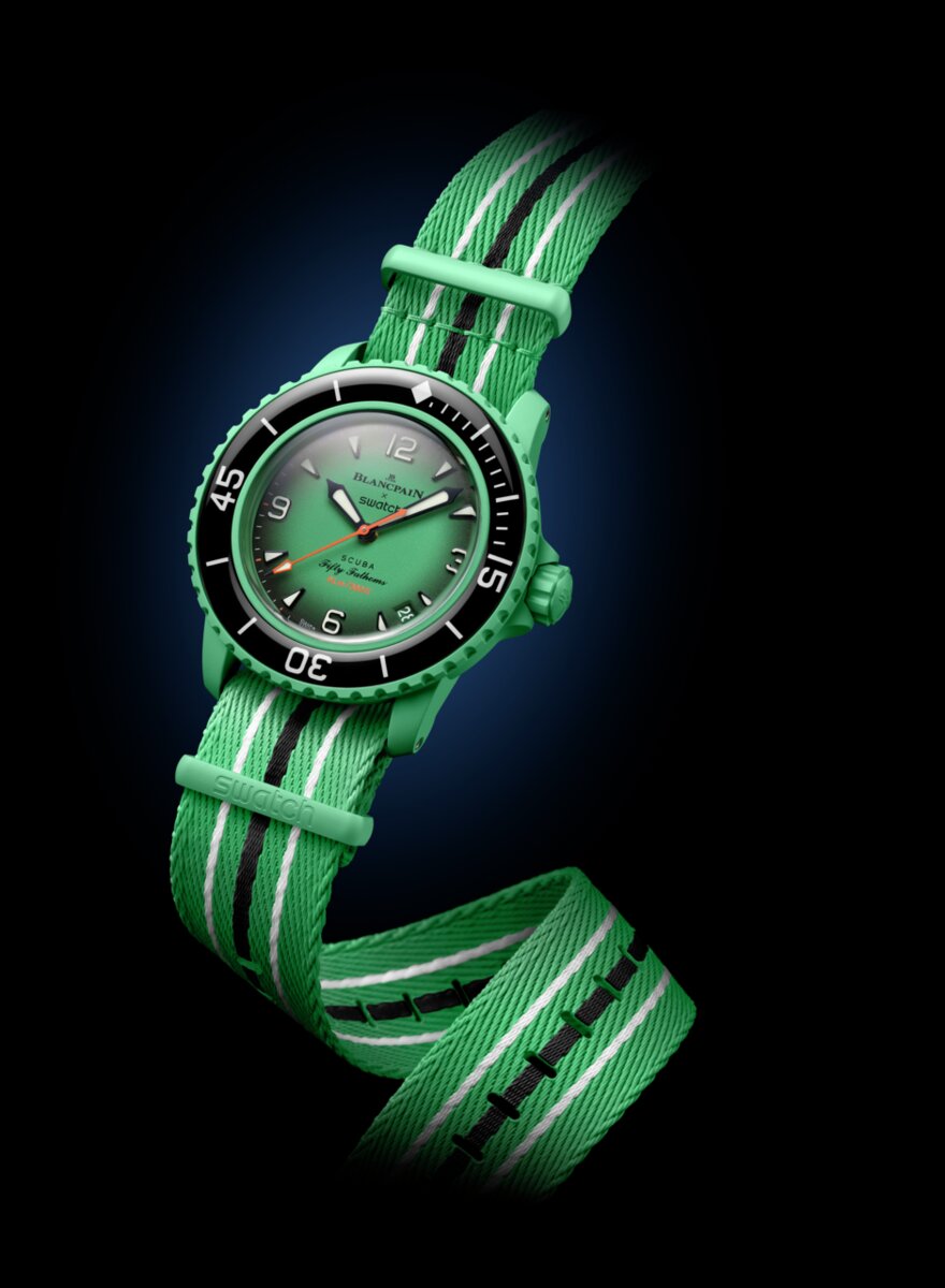 Швейцарские часы c автоподзаводом Swatch x Blancpain INDIAN OCEAN SO35I100C