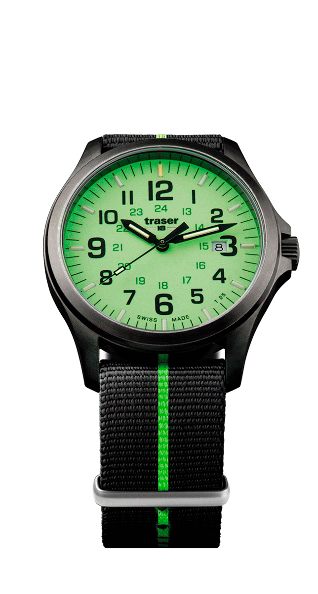Швейцарские мужские часы TRASER P67 OFFICER PRO GUNMETAL LIME 107429