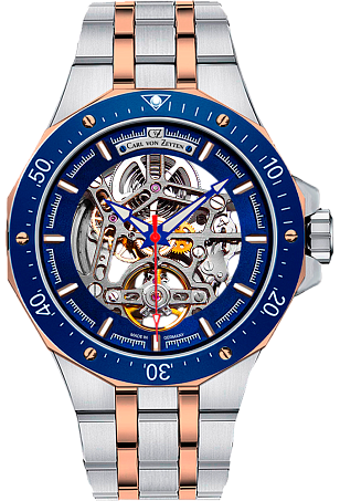 Мужские наручные часы с автоподзаводом  Carl Von Zeyten CVZ0094BLRM, 46mm
