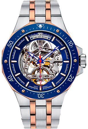 Мужские наручные часы с автоподзаводом  Carl Von Zeyten CVZ0094BLRM, 46mm