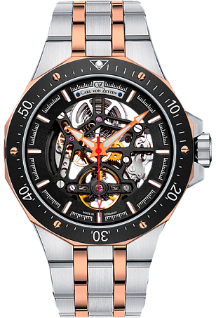Мужские наручные часы с автоподзаводом  Carl Von Zeyten CVZ 0094BKRM, 46mm