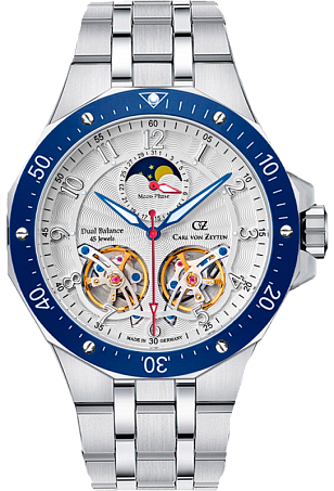 Мужские наручные часы  с автоподзаводом  Carl Von Zeyten CVZ0093WHMS, 46mm