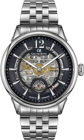 Мужские часы с автоподзаводом CARL VON ZEYTEN CVZ0080BKMS, 43mm